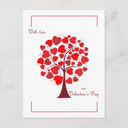 Red Hearts Tree Valentine Postkarte (Vorderseite)