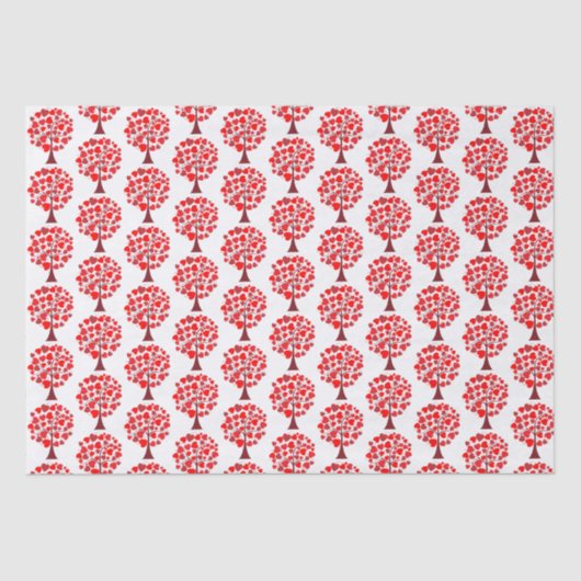 Red Hearts Tree Valentine Seidenpapier (Vorderseite)