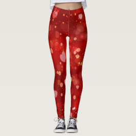 Red Hearts und Bokeh Leggings