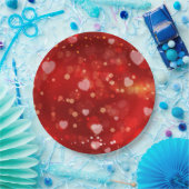 Red Hearts und Bokeh Pappteller (Party)