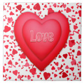 Red Hearts und Confetti Personalisiert Fliese (Vorderseite)