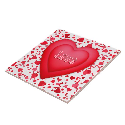Red Hearts und Confetti Personalisiert Fliese (Seite)