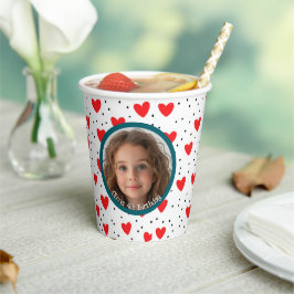 Red Hearts und Custom Foto und Name Paper Pappbecher