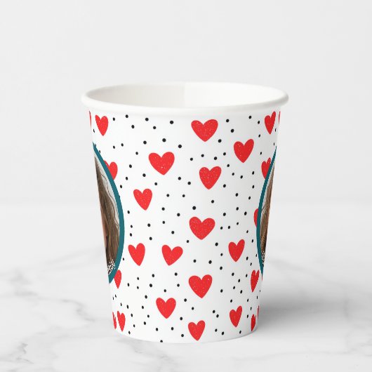 Red Hearts und Custom Foto und Name Paper Pappbecher (Links)