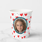 Red Hearts und Custom Foto und Name Paper Pappbecher (Vorderseite)