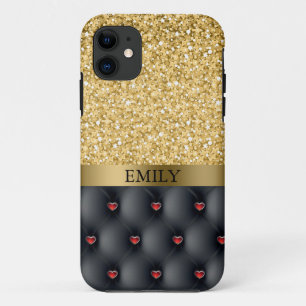 Red Hearts und Gold Glitzer Case-Mate iPhone Hülle