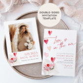 Red Hearts Valentine Bridal Shower Love in the Air Einladung