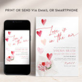 Red Hearts Valentine Bridal Shower Love in the Air Einladung