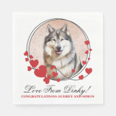 Red Hearts Valentine Wedding Dog Foto Serviette (Vorderseite)