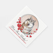 Red Hearts Valentine Wedding Dog Foto Serviette (Ecke)