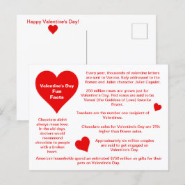 Red Hearts Valentine's Day Fun Fakten Postkarte