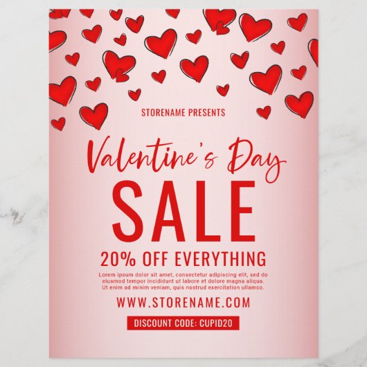 Red Hearts Valentine's Day Retail Verkauf Rosa Flyer (Vorne)