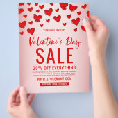Red Hearts Valentine's Day Retail Verkauf Rosa Flyer (Hand)