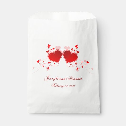 Red Hearts Valentine's Day Wedding Paper Bevorzugu Geschenktütchen (Vorderseite)