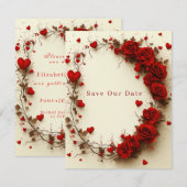 Red Hearts Valentine's Day Wedding Save The Date (Vorne/Hinten)