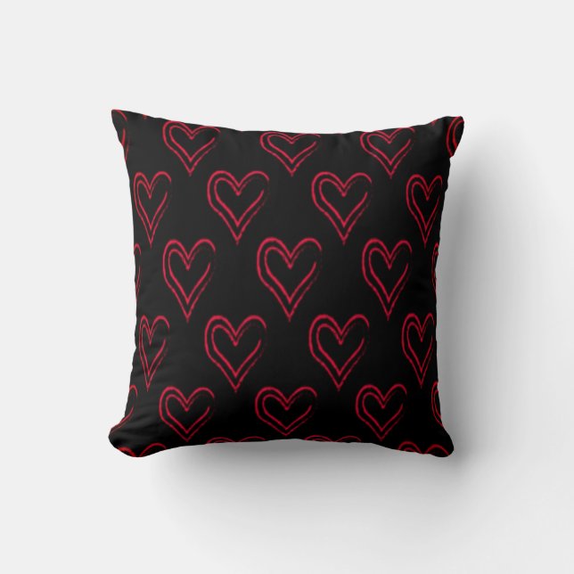 Red Hearts Valentins Minimalistisches Black Sq Kis Kissen (Vorderseite)