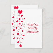 Red Hearts Valentinstag Bridesmaid Wedding Einladung (Vorne/Hinten)