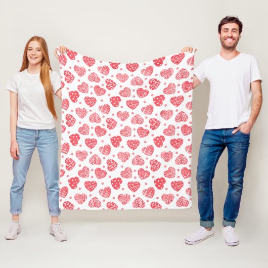 Red Hearts Valentinstag Liebe Fleecedecke (Beispiel)