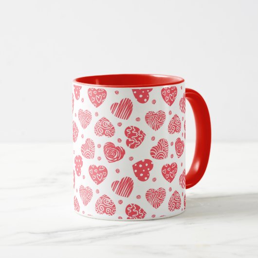 Red Hearts Valentinstag Liebe Tasse (VorderseiteRechts)