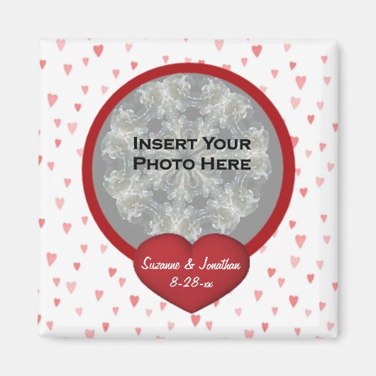 Red Hearts Wedding Photo Magnet (Vorne)