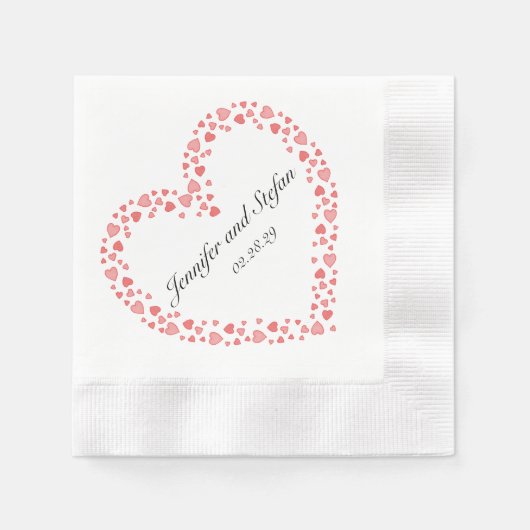 Red Hearts Wedding Valentine's Day Napkins Serviette (Vorderseite)