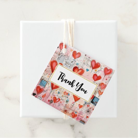 Red Hearts Whimsical Liebe Muster Vielen Dank Geschenkanhänger (Beispiel)