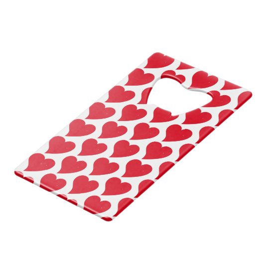 Red Hearts White Background Personalisiert Custom Geldbeutel Flaschenöffner (Vorderseite Schrägansicht)