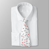 Red Hearts White Bones Dog Lover Neck Tie Krawatte (Gebunden)
