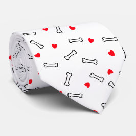 Red Hearts White Bones Dog Lover Neck Tie Krawatte