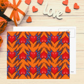 Red Hearts with Blue Flame in Pattern Postcard Postkarte