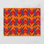 Red Hearts with Blue Flame in Pattern Postcard Postkarte (Vorderseite)