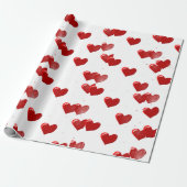 Red Hearts Wrapping Paper Geschenkpapier (Ungerollt)