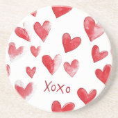 Red Hearts XOXO Liebe Getränkeuntersetzer (Vorne)