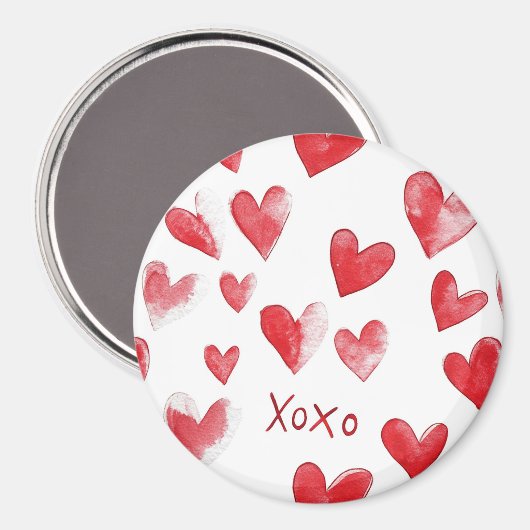 Red Hearts XOXO Liebe Magnet (Vorderseite/Rückseite)