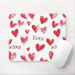 Red Hearts XOXO Liebe Mousepad
