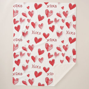 Red Hearts XOXO Liebe Sherpadecke