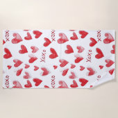 Red Hearts XOXO Liebe Strandtuch (Vorderseite)