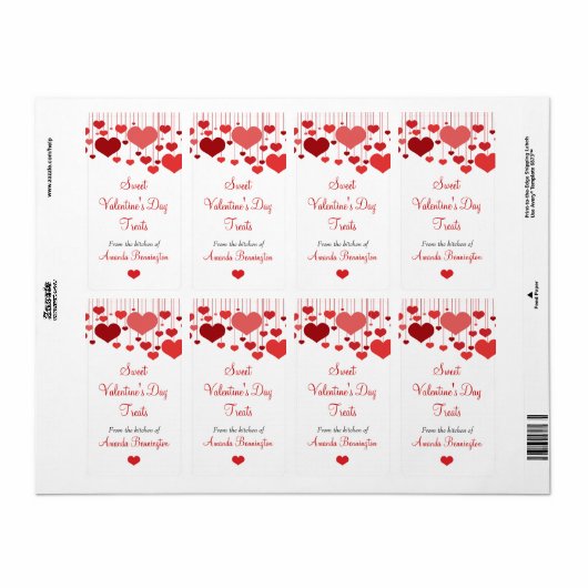Red Heartstrings Valentine Backlabel (Vorne)