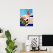 Red Heeler Cuddling Frog Painting Poster (Heimbüro)