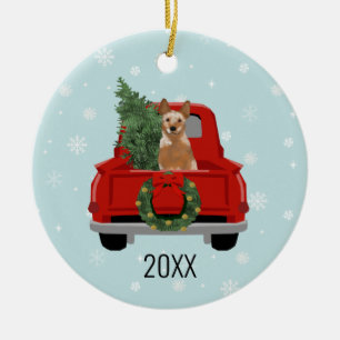 Red Heeler Hundeschlitten Keramik Ornament