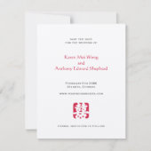Red hei asiatische Hochzeit speichern das Datum An Save The Date (Vorderseite)