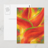 Red Heliconia Blume - Multimedia Postkarte (Vorne/Hinten)