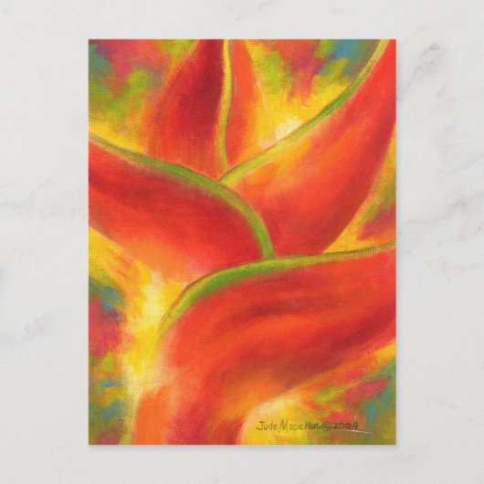 Red Heliconia Blume - Multimedia Postkarte (Vorderseite)