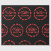 Red Hello Happy Valentines Day 2024 Couple Geschenkpapier (Flach)