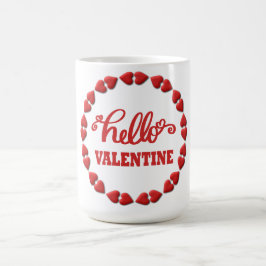 Red Hello Happy Valentines Day 2024 Couple Kaffeetasse