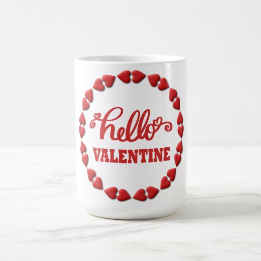 Red Hello Happy Valentines Day 2024 Couple Kaffeetasse (Mittel)