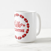 Red Hello Happy Valentines Day 2024 Couple Kaffeetasse (VorderseiteRechts)