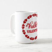 Red Hello Happy Valentines Day 2024 Couple Kaffeetasse (Vorderseite Links)