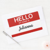 Red Hello Mein Name ist Employee oder Event Name T Rechteckiger Aufkleber (Umschlag)
