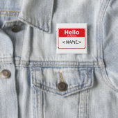 Red Hello My Name is ,<NAME> Button (Beispiel)